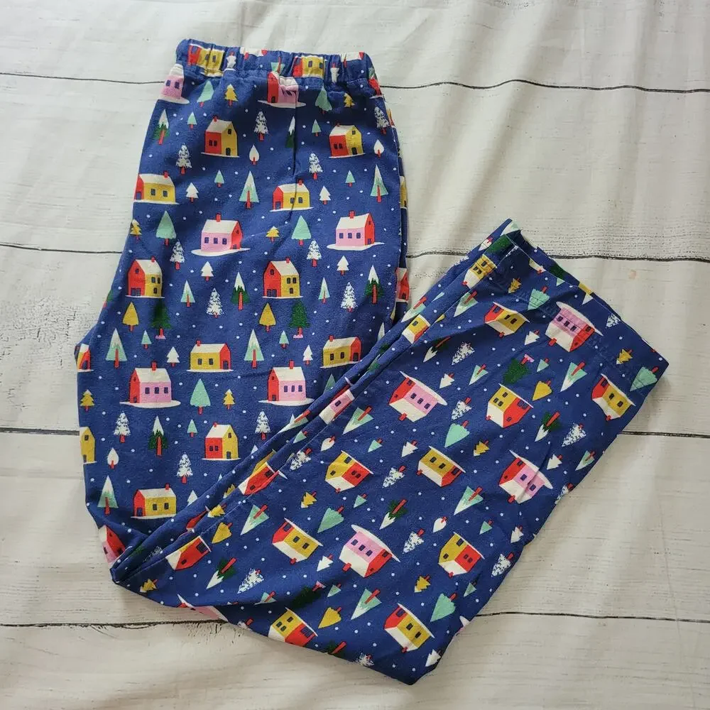 Hanna Andersson Size 5 Cozy Village Winter Pajama Pants Colorful‎ Tree Print